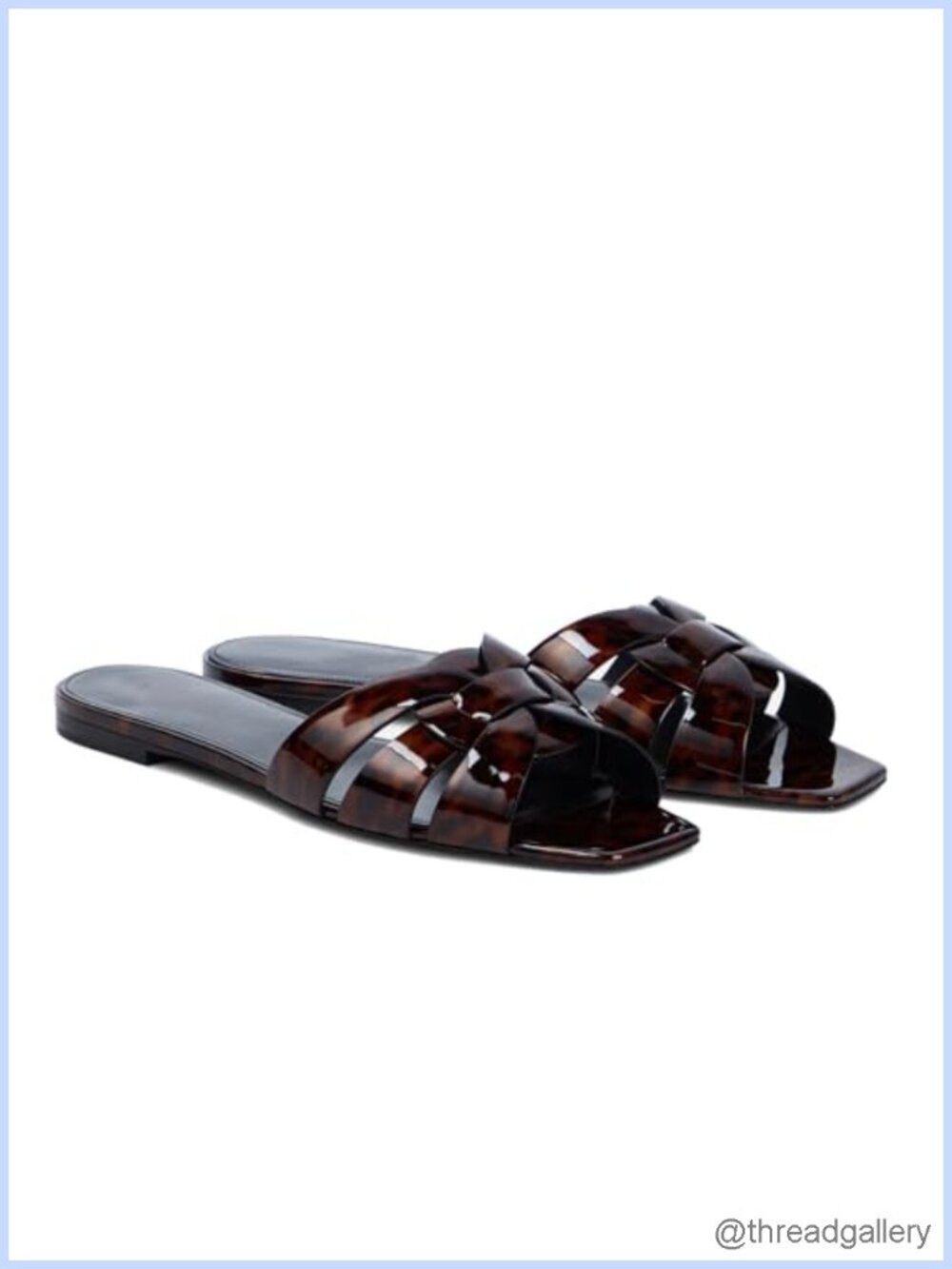 Women's Patent Leather Slide Sandals Open Toe Slip On Flat Beach Casual